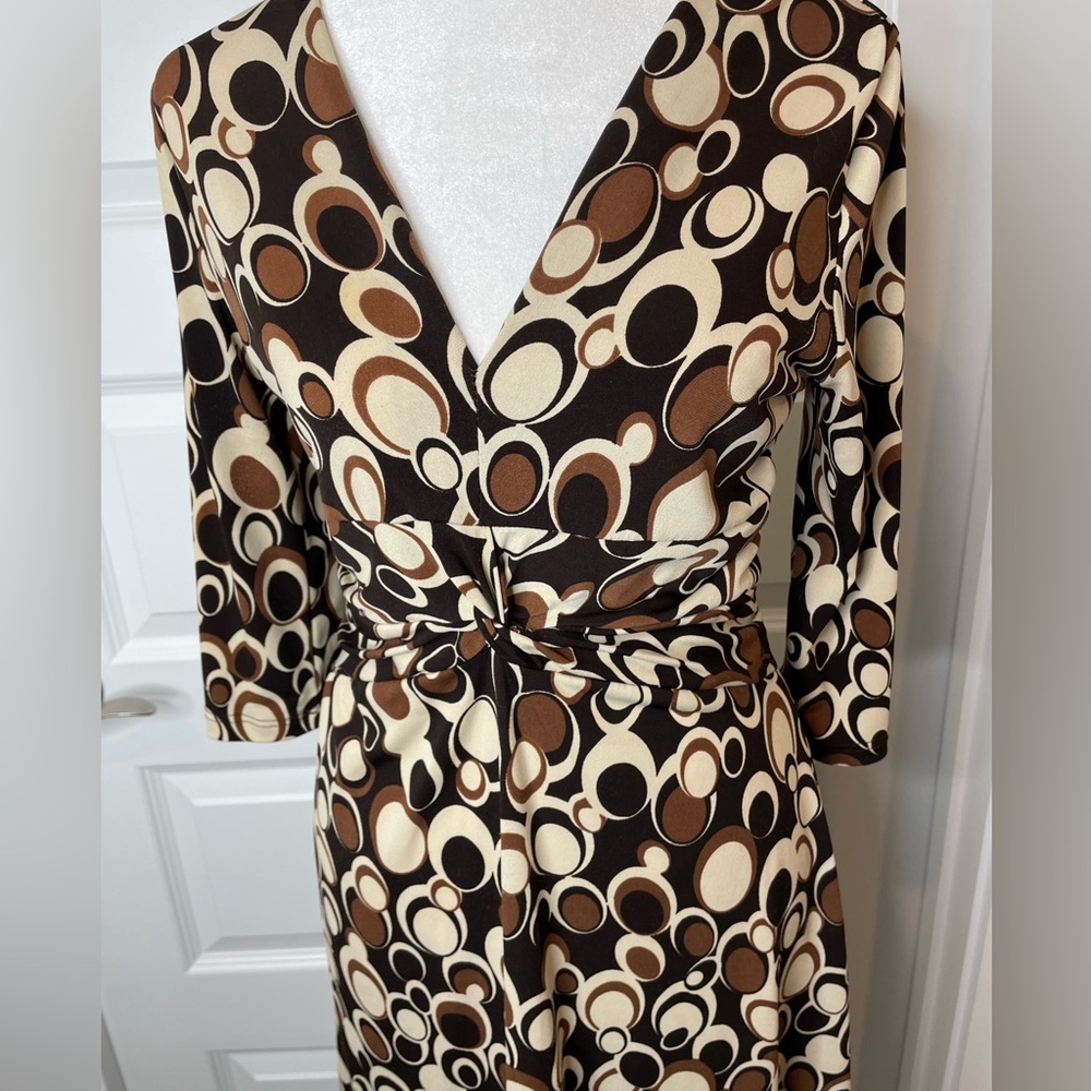 Stylish Sushiflower Women's Patterned Dress - Black, Cream, Brown. Size Large - Picture 3 of 6